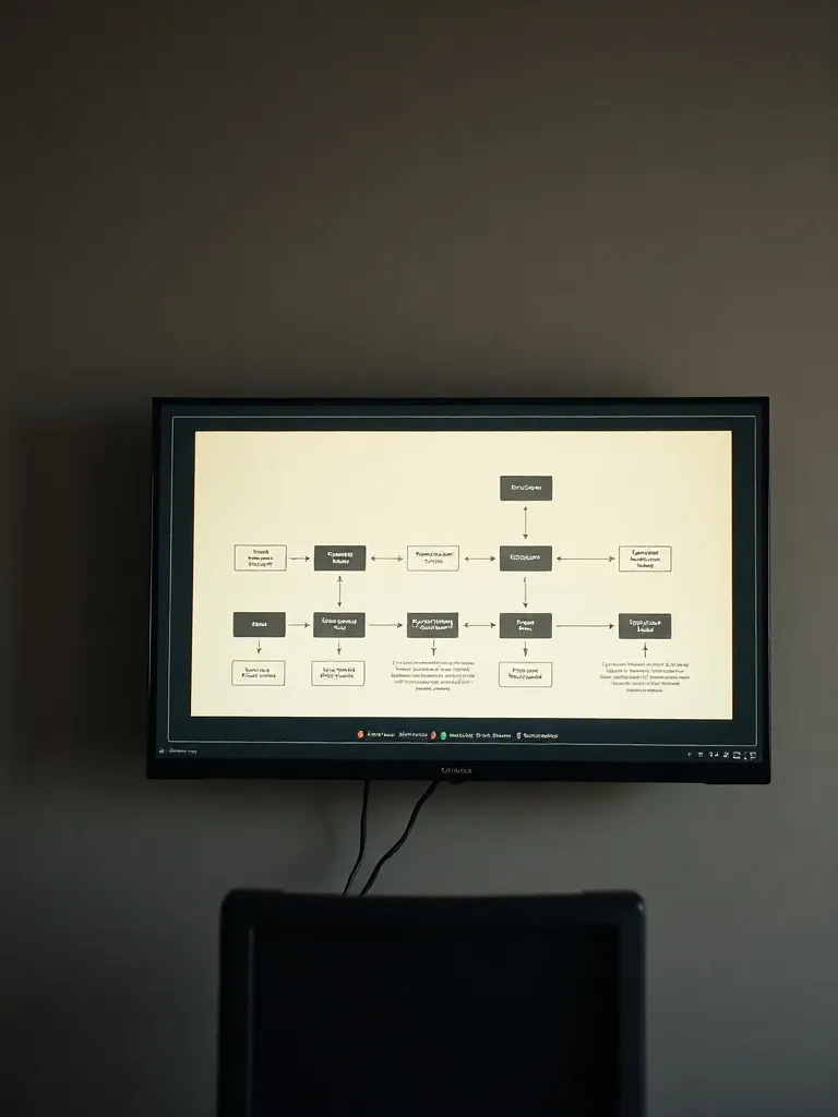 A technical diagram on a screen showing a structured deploym